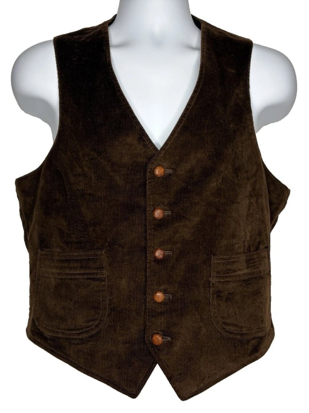 Vintage 70s 80s McGregor Waistcoat Vest Size M 40 Brown Corduroy Button Up